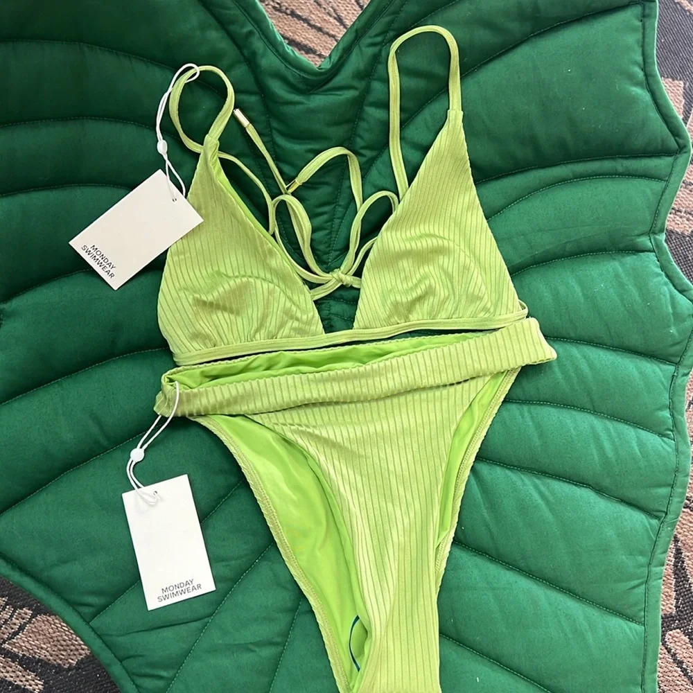 NWT Monday Swimwear Bikini set. Barbados Top (L), Argentina bottom (S). Pear